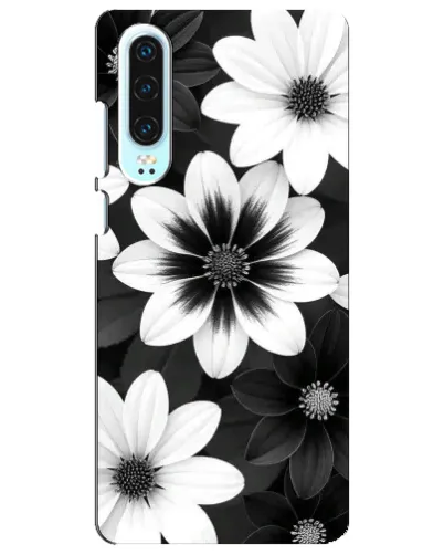 Чехол для Huawei P30 с картинкой «Монохромные астры»