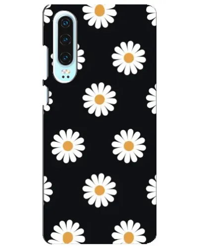 Чехол для Huawei P30 с картинкой «Ромашки на черном»