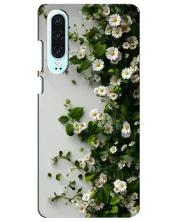 Чехол для Huawei P30 с картинкой «Ветка мелких белых цветов»