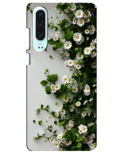 Чехол для Huawei P30 с картинкой «Ветка мелких белых цветов»