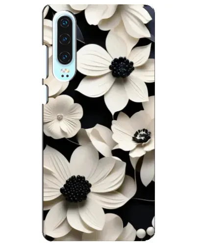 Чехол для Huawei P30 с картинкой «Объемные белые цветы»