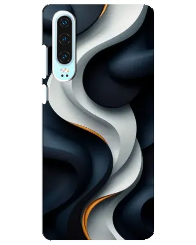 Чехол для Huawei P30 с картинкой «Объемные черно-белые ленты» Чехол для Huawei P30 с картинкой «Объемные черно-белые ленты»