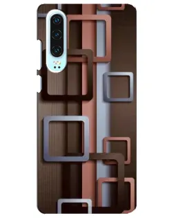 Чохол для Huawei P30 з картинкою «Коричневі об'ємні квадрати»