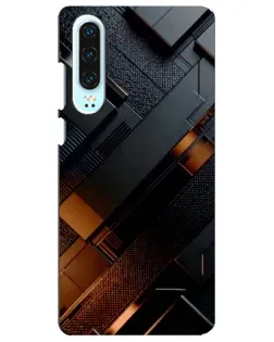 Чехол для Huawei P30 с картинкой «Черные геометрические блоки»