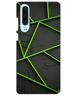 Чехол для Huawei P30 с картинкой «Зеленые геометрические линии»