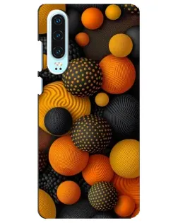 Чехол для Huawei P30 с картинкой «Объемные оранжевые сферы»