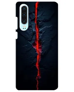 Чехол для Huawei P30 с картинкой «Kрасная лавовая трещина»