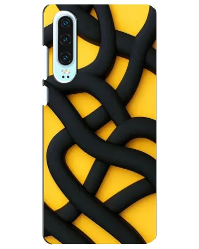 Чехол для Huawei P30 с картинкой «Черное желтое переплетение» Чехол для Huawei P30 с картинкой «Черное желтое переплетение»