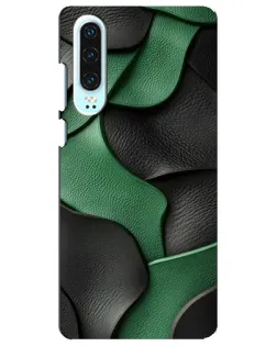 Чехол для Huawei P30 с картинкой «Зеленые кожаные волны»
