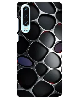Чехол для Huawei P30 с картинкой «Объемная темная решетка»