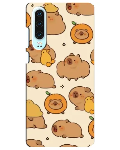 Чехол для Huawei P30 с картинкой «Капибары с апельсинами»