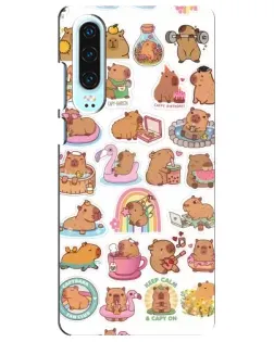 Чехол для Huawei P30 с картинкой «Капибары набор»