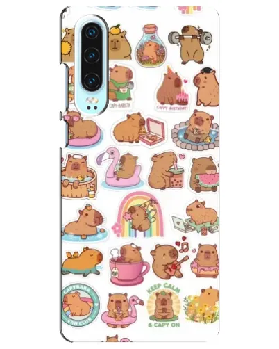 Чехол для Huawei P30 с картинкой «Капибары набор»