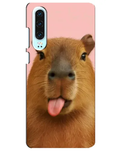 Чехол для Huawei P30 с картинкой «Капибара с языком»