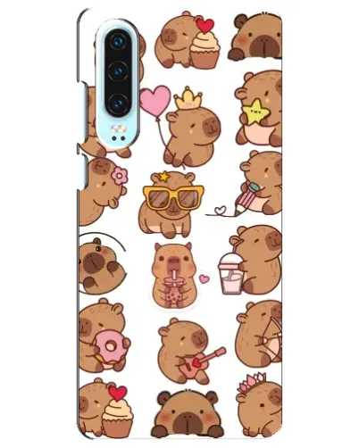 Чехол для Huawei P30 с картинкой «Стикерпак с капибарами»
