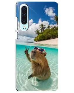 Чехол для Huawei P30 с картинкой «Капибара на море»