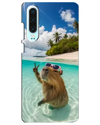 Чехол для Huawei P30 с картинкой «Капибара на море»