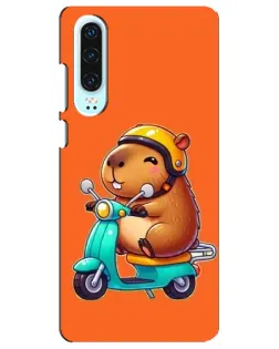 Чехол для Huawei P30 с картинкой «Капибара на скутере»