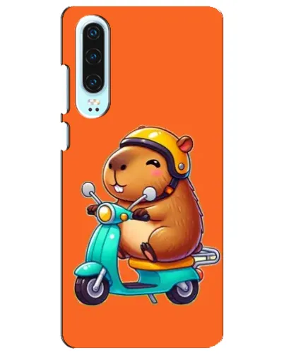 Чехол для Huawei P30 с картинкой «Капибара на скутере»