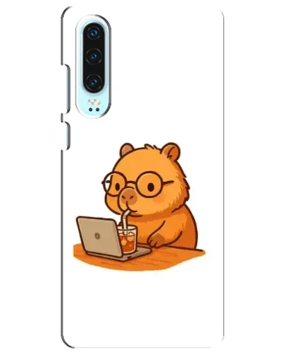 Чехол для Huawei P30 с картинкой «Капибара с ноутбуком»