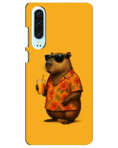Чехол для Huawei P30 с картинкой «Капибара на отдыхе»