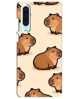 Чехол для Huawei P30 с картинкой «Паттерн милых капибар»