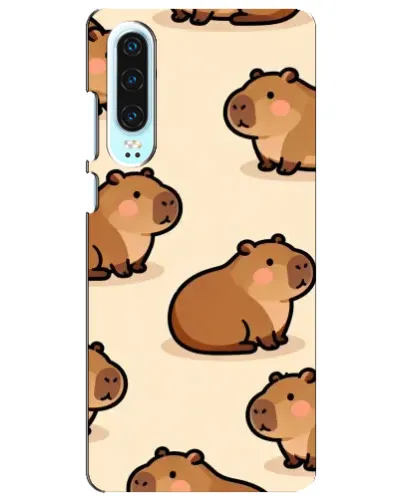 Чехол для Huawei P30 с картинкой «Паттерн милых капибар»