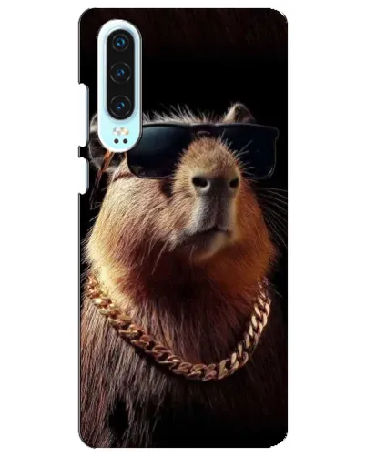 Чехол для Huawei P30 с картинкой «Капибара золотая цепь»
