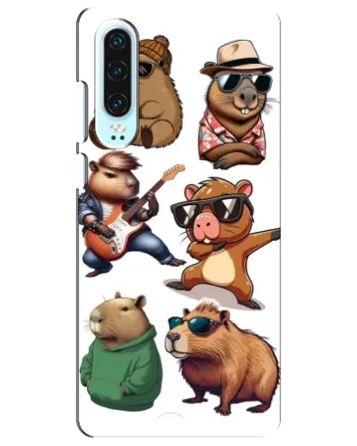 Чехол для Huawei P30 с картинкой «Крутые капибары музыканты»