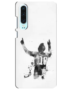 Чехол для Huawei P30 с картинкой «Черно-белый силуэт Месси» Чехол для Huawei P30 с картинкой «Черно-белый силуэт Месси»