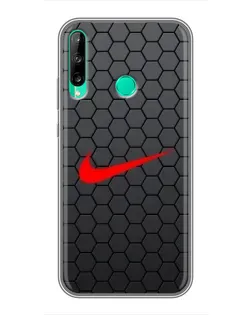 Чехол для Huawei P40 Lite e с картинкой «Nike — карбоновая сетка»