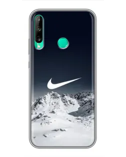 Чехол для Huawei P40 Lite e с картинкой «Nike — зимние горы»