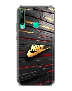 Чехол для Huawei P40 Lite e с картинкой «Золотой Nike на металле»