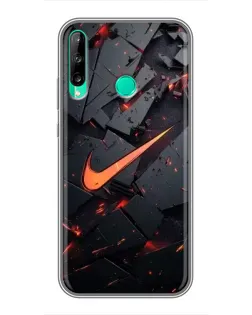 Чехол для Huawei P40 Lite e с картинкой «Nike — эффект разломов»