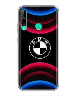 Чохол для Huawei P40 Lite e з картинкою «Логотип BMW та неонові дуги»