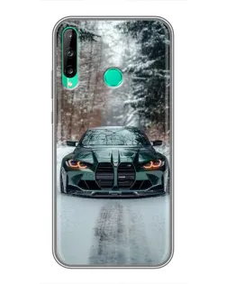 Чохол для Huawei P40 Lite e з картинкою «BMW у зимовому лісі»