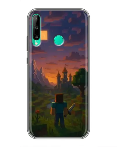 Чехол для Huawei P40 Lite e с картинкой «Стив у башни» Чехол для Huawei P40 Lite e с картинкой «Стив у башни»
