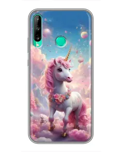 Чехол для Huawei P40 Lite e с картинкой «Единорог среди облаков»