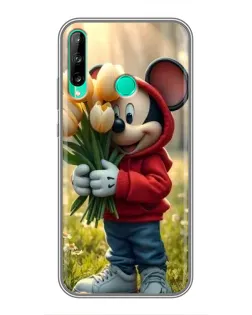 Чехол для Huawei P40 Lite e с картинкой «Микки с тюльпанами»
