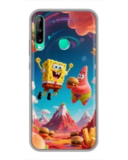Чехол для Huawei P40 Lite e с картинкой «Космический фастфуд»