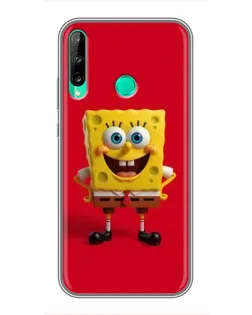 Чехол для Huawei P40 Lite e с картинкой «Спанч Боб на красном»