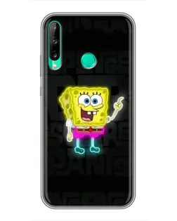 Чехол для Huawei P40 Lite e с картинкой «Неоновый Губка Боб»