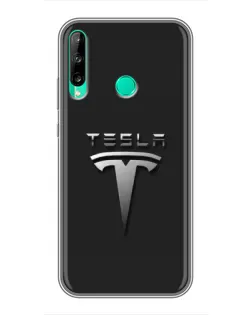 Чохол для Huawei P40 Lite e з картинкою «Сталевий логотип Tesla»