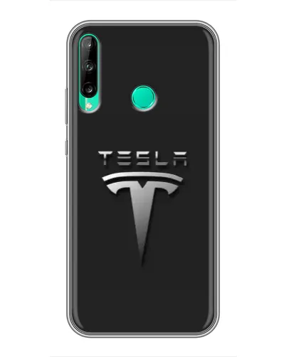 Чохол для Huawei P40 Lite e з картинкою «Сталевий логотип Tesla»