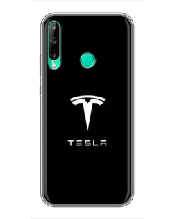 Чохол для Huawei P40 Lite e з картинкою «Tesla White Logo»