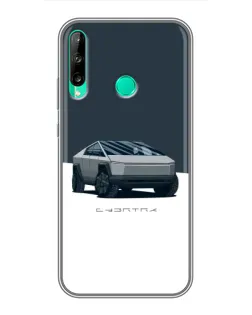 Чохол для Huawei P40 Lite e з картинкою «Сріблястий Cybertruck Tesla»