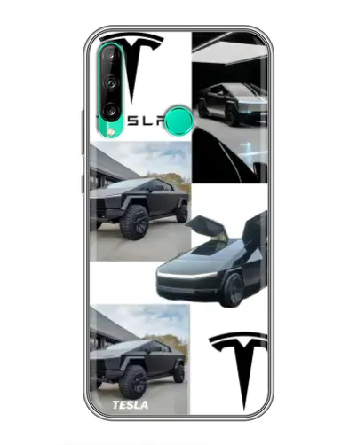 Чохол для Huawei P40 Lite e з картинкою «Колаж Cybertruck Tesla»