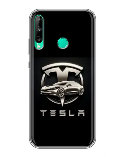 Чохол для Huawei P40 Lite e з картинкою «Tesla — срібне авто»