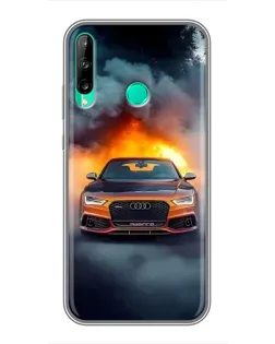 Чохол для Huawei P40 Lite e з картинкою «Audi у вогняному диму»