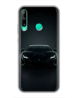 Чохол для Huawei P40 Lite e з картинкою «Чорний Lamborghini Aventador»